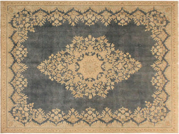 handmade Vintage Gray Beige Hand Knotted RECTANGLE 100% WOOL area rug 7x10